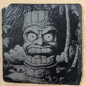 Tiki themed slate coaster set (set of 4)